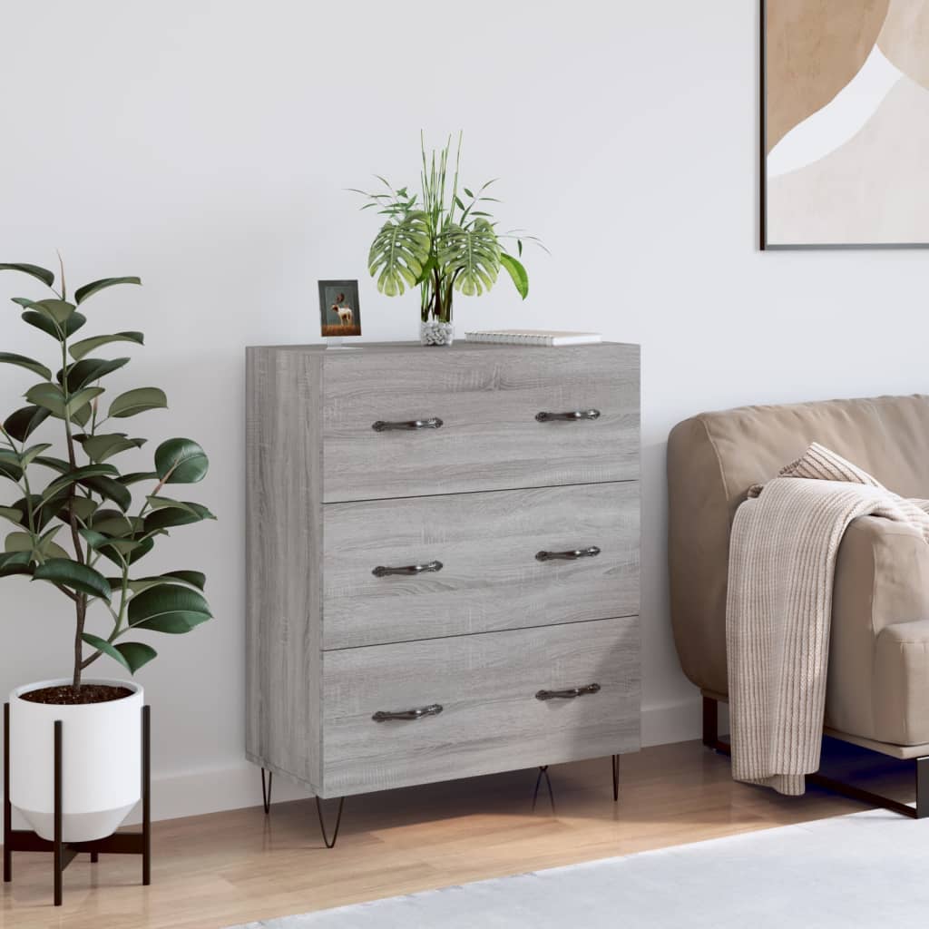 Vidaxl dressoir 69,5x34x90 cm bewerkt hout grijs sonoma eikenkleurig