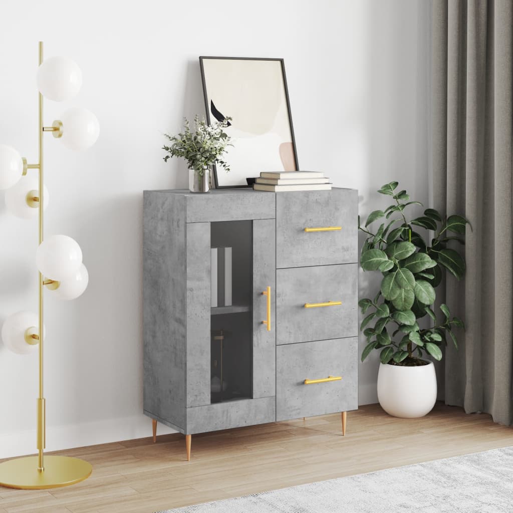 Vidaxl dressoir 69,5x34x90 cm bewerkt hout betongrijs