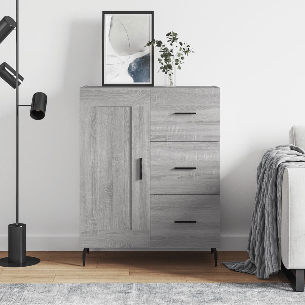 Vidaxl dressoir 69,5x34x90 cm bewerkt hout grijs sonoma eikenkleurig