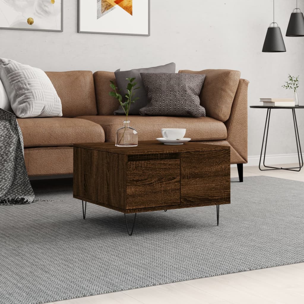 Vidaxl salontafel 55x55x36,5 cm bewerkt hout bruin eikenkleur