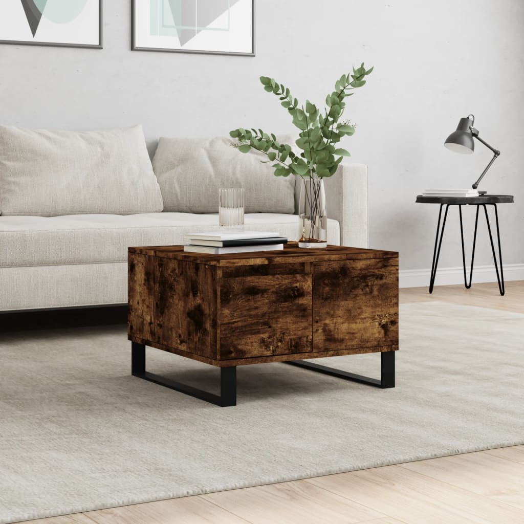 Vidaxl salontafel 55x55x36,5 cm bewerkt hout gerookt eikenkleurig