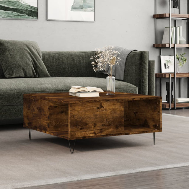 Vidaxl salontafel 80x80x36,5 cm bewerkt hout gerookt eikenkleurig