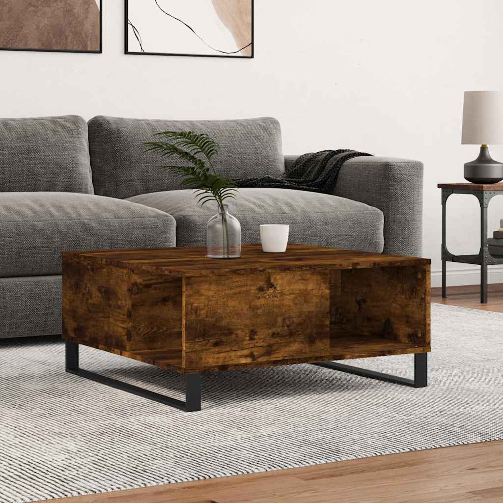 Vidaxl salontafel 80x80x36,5 cm bewerkt hout gerookt eikenkleurig