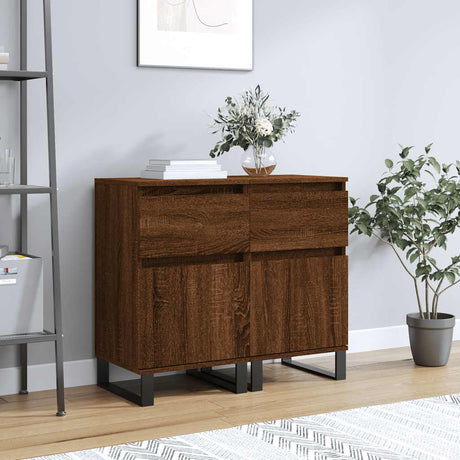 Vidaxl dressoirs 2 st 40x35x70 cm bewerkt hout bruin eikenkleur