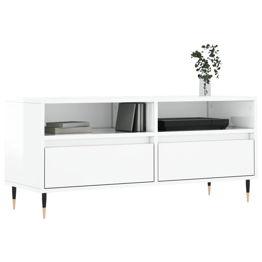 Vidaxl tv-meubel 100x34,5x44,5 cm bewerkt hout hoogglans wit
