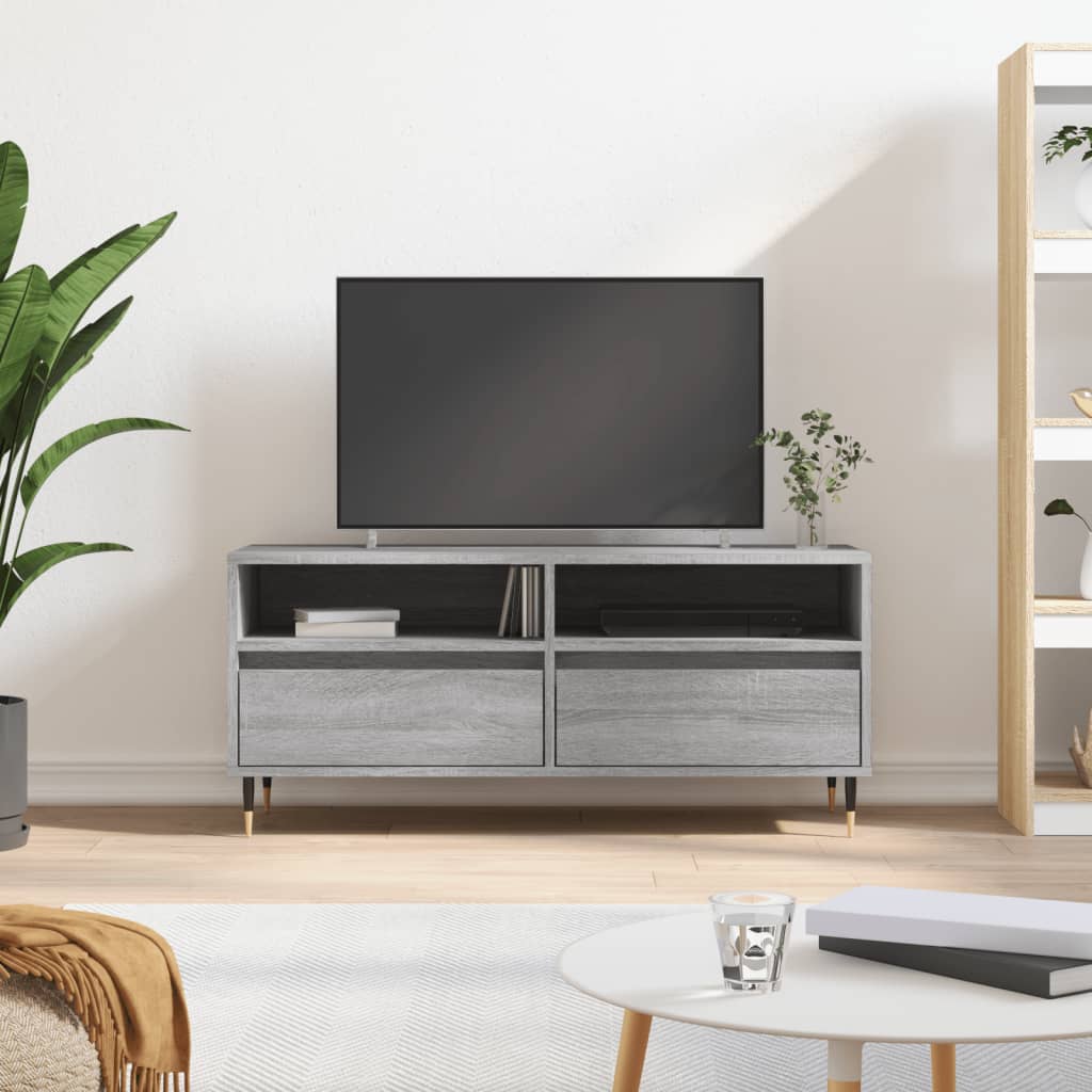 Vidaxl tv-meubel 100x34,5x44,5 cm bewerkt hout grijs sonoma eikenkleur