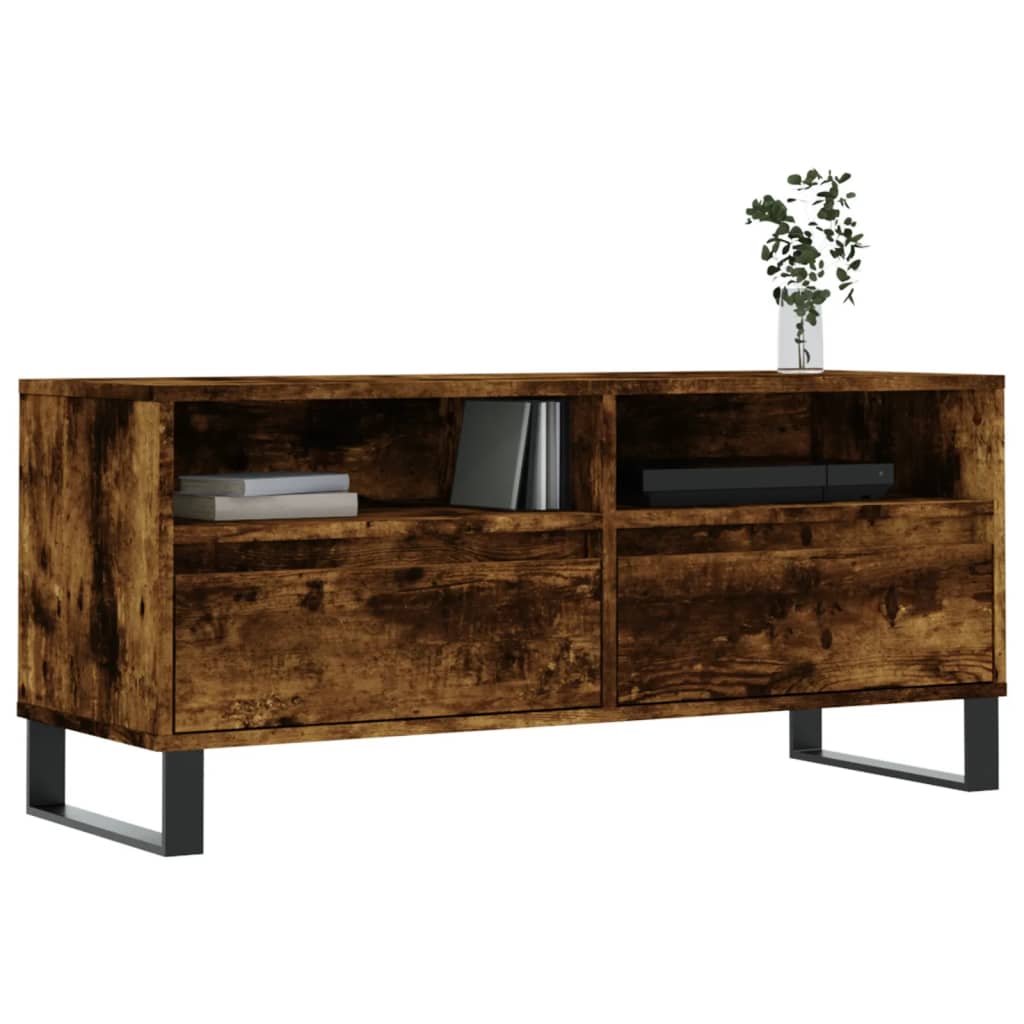 Vidaxl tv-meubel 100x34,5x44,5 cm bewerkt hout gerookt eikenkleurig