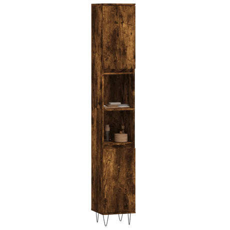 Vidaxl badkamerkast 30x30x190 cm bewerkt hout gerookt eikenkleurig