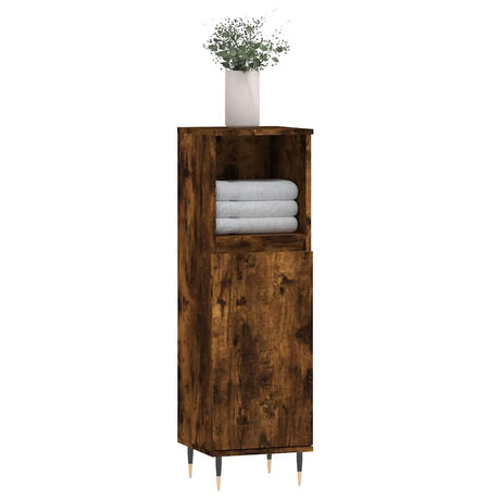 Vidaxl badkamerkast 30x30x100 cm bewerkt hout gerookt eikenkleurig