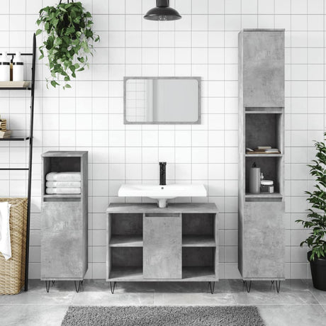 Vidaxl badkamerkast 30x30x100 cm bewerkt hout betongrijs