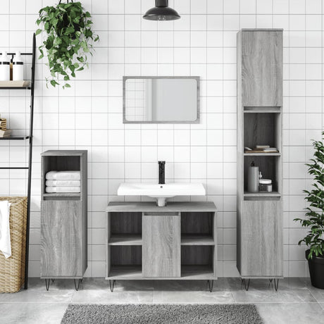 Vidaxl badkamerkast 30x30x100 cm bewerkt hout grijs sonoma eikenkleur
