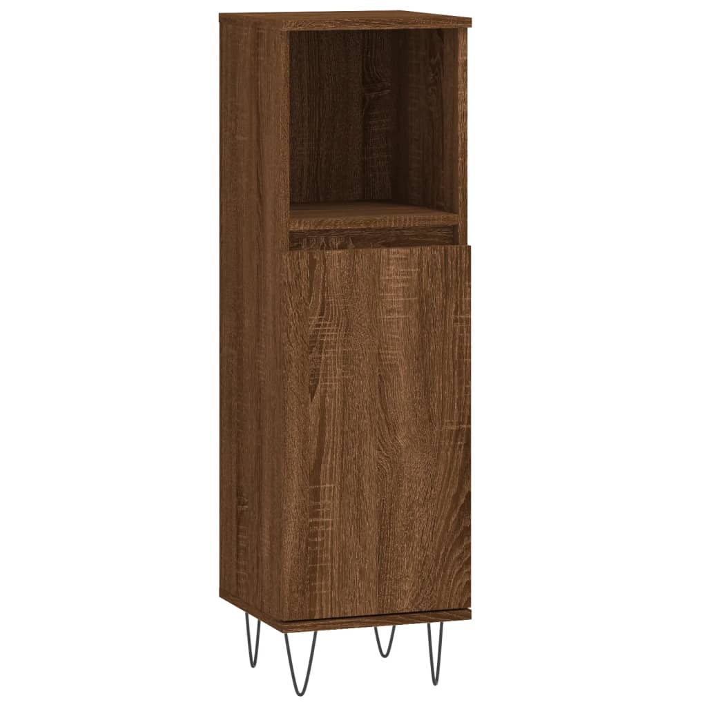 Vidaxl badkamerkast 30x30x100 cm bewerkt hout bruin eikenkleur