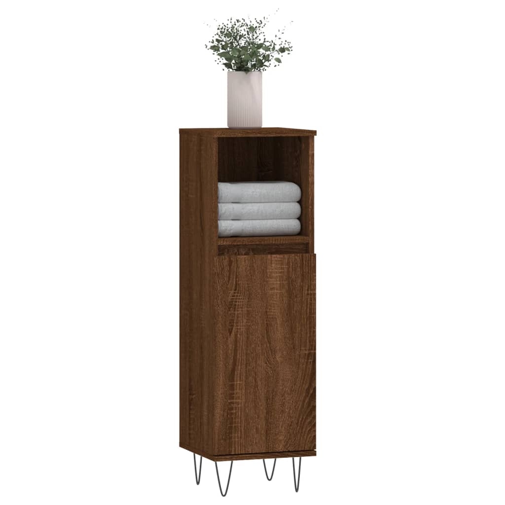 Vidaxl badkamerkast 30x30x100 cm bewerkt hout bruin eikenkleur