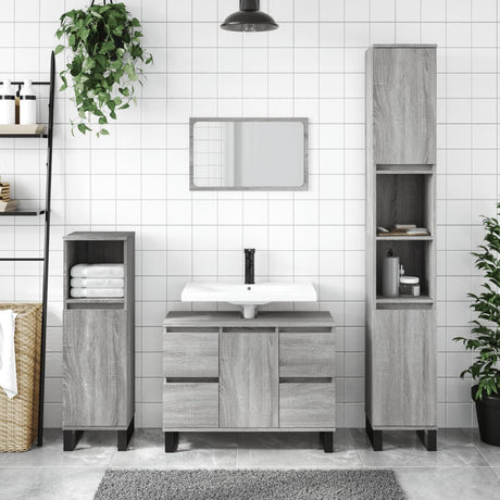 Vidaxl badkamerkast 30x30x100 cm bewerkt hout grijs sonoma eikenkleur
