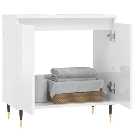 Vidaxl badkamerkast 58x33x60 cm bewerkt hout hoogglans wit