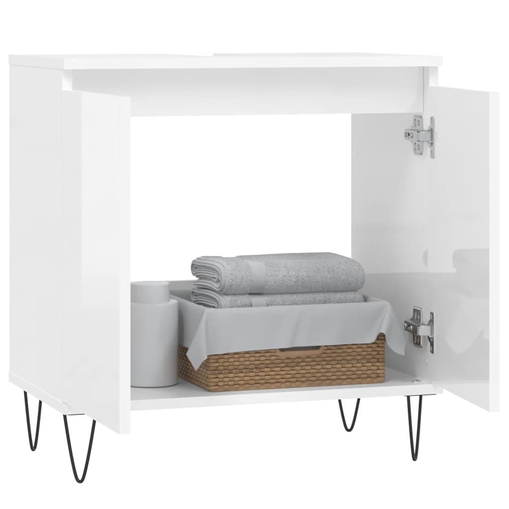 Vidaxl badkamerkast 58x33x60 cm bewerkt hout hoogglans wit