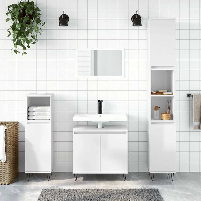 Vidaxl badkamerkast 58x33x60 cm bewerkt hout hoogglans wit