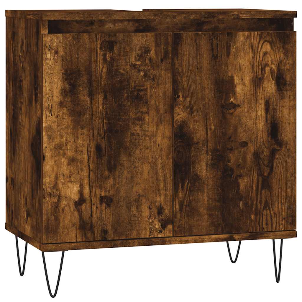 Vidaxl badkamerkast 58x33x60 cm bewerkt hout gerookt eikenkleurig
