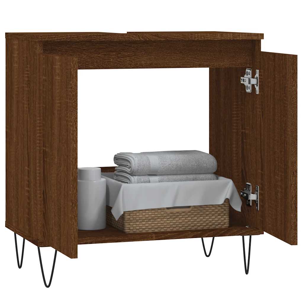 Vidaxl badkamerkast 58x33x60 cm bewerkt hout bruin eikenkleur