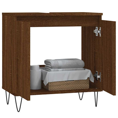 Vidaxl badkamerkast 58x33x60 cm bewerkt hout bruin eikenkleur