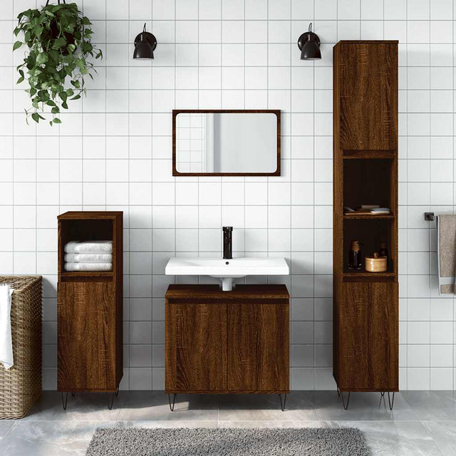 Vidaxl badkamerkast 58x33x60 cm bewerkt hout bruin eikenkleur