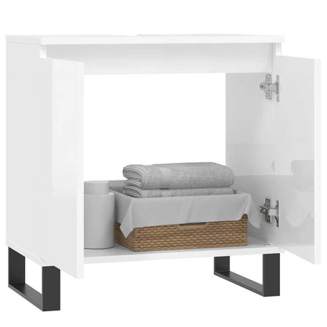 Vidaxl badkamerkast 58x33x60 cm bewerkt hout hoogglans wit