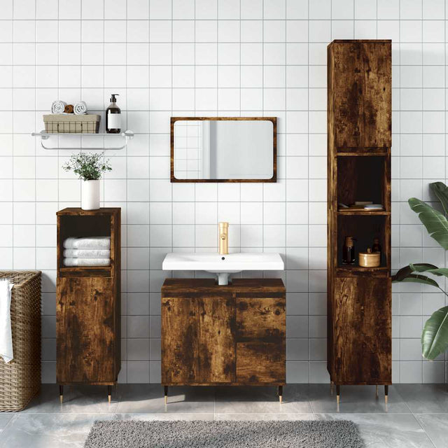 Vidaxl badkamerkast 65x33x60 cm bewerkt hout gerookt eikenkleurig