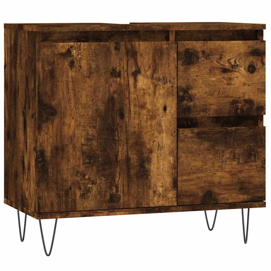 Vidaxl badkamerkast 65x33x60 cm bewerkt hout gerookt eikenkleurig