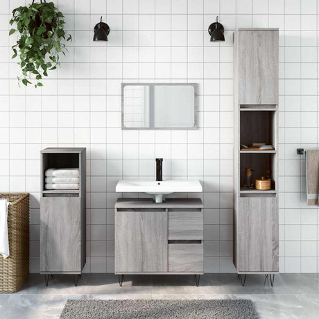 Vidaxl badkamerkast 65x33x60 cm bewerkt hout grijs sonoma eikenkleurig