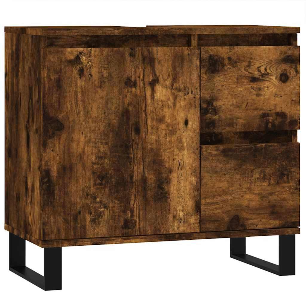 Vidaxl badkamerkast 65x33x60 cm bewerkt hout gerookt eikenkleurig