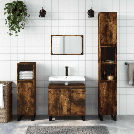 Vidaxl badkamerkast 65x33x60 cm bewerkt hout gerookt eikenkleurig