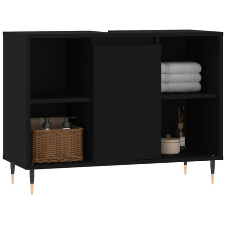 Vidaxl badkamerkast 80x33x60 cm bewerkt hout zwart