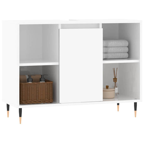 Vidaxl badkamerkast 80x33x60 cm bewerkt hout hoogglans wit