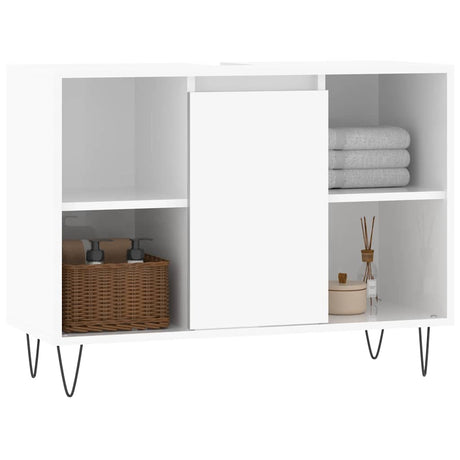 Vidaxl badkamerkast 80x33x60 cm bewerkt hout hoogglans wit