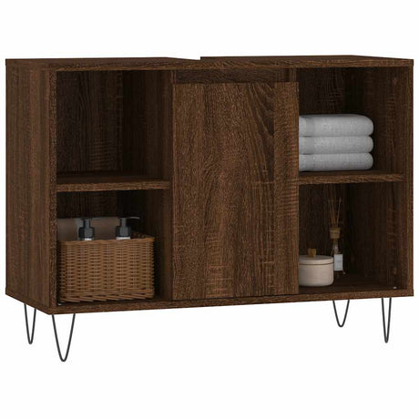 Vidaxl badkamerkast 80x33x60 cm bewerkt hout bruin eikenkleur