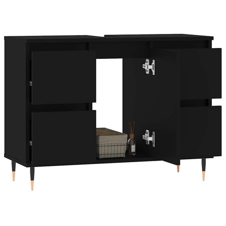 Vidaxl badkamerkast 80x33x60 cm bewerkt hout zwart
