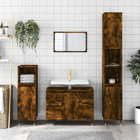 Vidaxl badkamerkast 80x33x60 cm bewerkt hout gerookt eikenkleurig