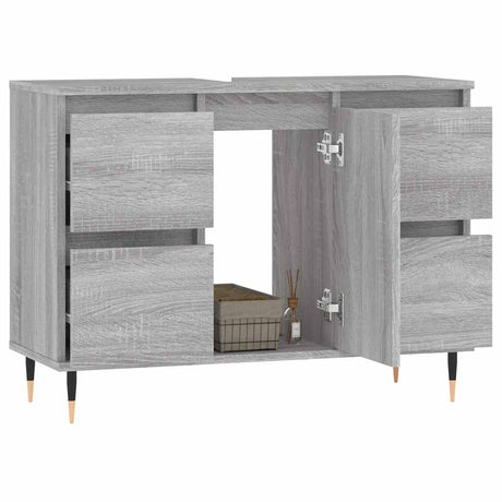 Vidaxl badkamerkast 80x33x60 cm bewerkt hout grijs sonoma eikenkleurig