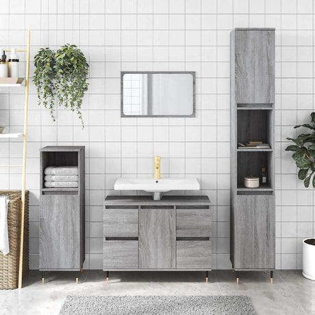 Vidaxl badkamerkast 80x33x60 cm bewerkt hout grijs sonoma eikenkleurig