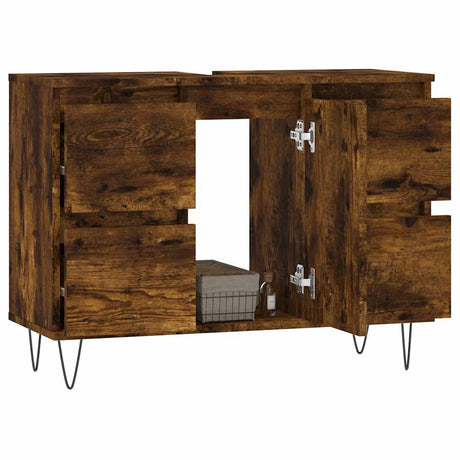 Vidaxl badkamerkast 80x33x60 cm bewerkt hout gerookt eikenkleurig