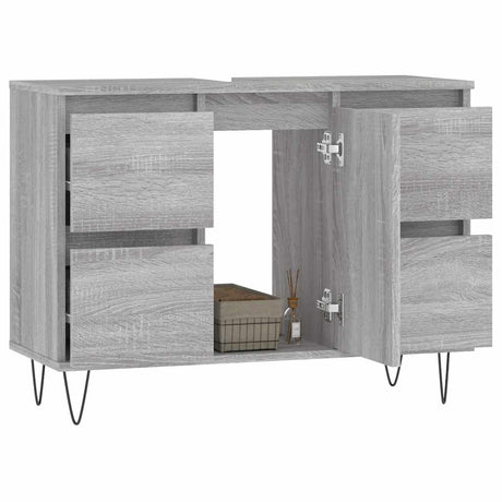 Vidaxl badkamerkast 80x33x60 cm bewerkt hout grijs sonoma eikenkleurig