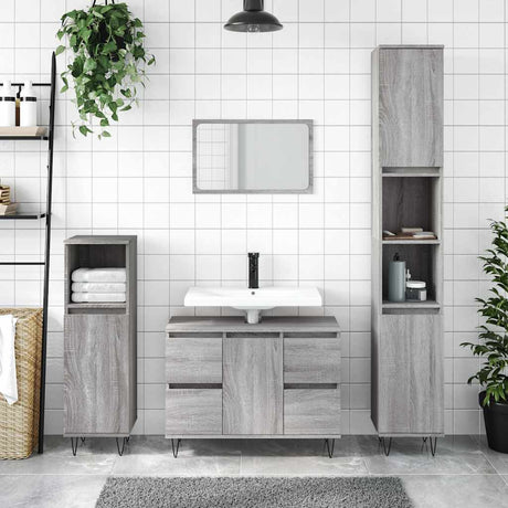 Vidaxl badkamerkast 80x33x60 cm bewerkt hout grijs sonoma eikenkleurig