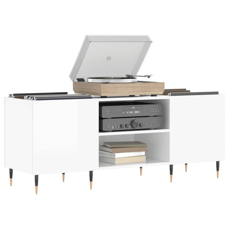 Vidaxl platenkast 121x38x48 cm bewerkt hout hoogglans wit