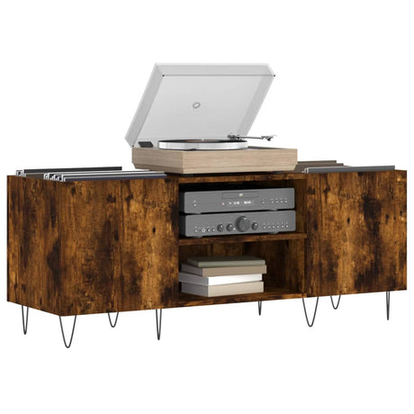 Vidaxl platenkast 121x38x48 cm bewerkt hout gerookt eikenkleurig