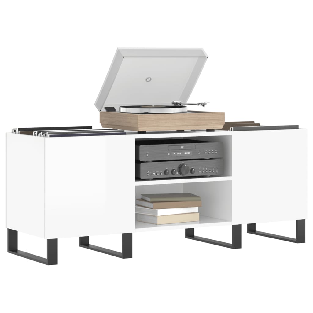Vidaxl platenkast 121x38x48 cm bewerkt hout hoogglans wit