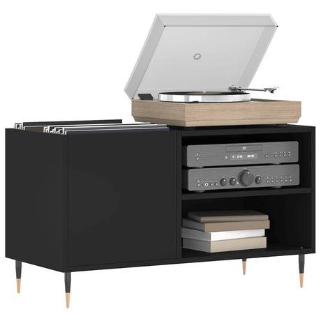 Vidaxl platenkast 85x38x48 cm bewerkt hout zwart