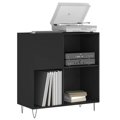 Vidaxl platenkast 84,5x38x89 cm bewerkt hout zwart