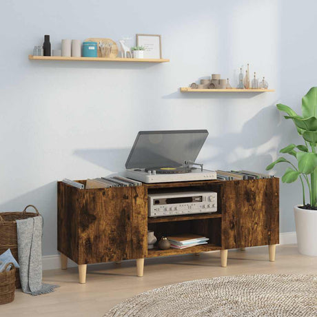 Vidaxl platenkast 121x38x48 cm bewerkt hout gerookt eikenkleurig