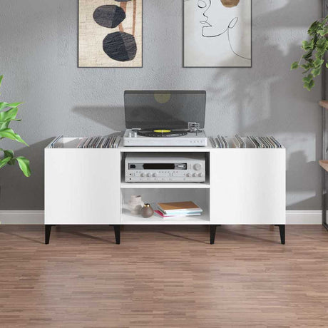 Vidaxl platenkast 121x38x48 cm bewerkt hout wit