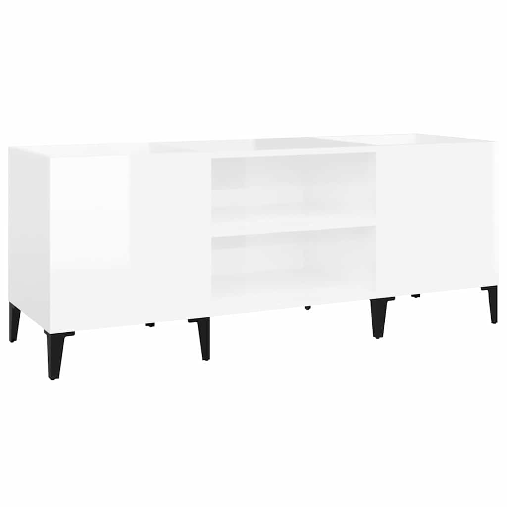 Vidaxl platenkast 121x38x48 cm bewerkt hout hoogglans wit